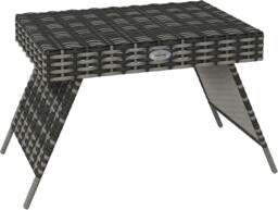 Rattan Garden Table Rectangular Outdoor Patio Coffee Foldable Steel