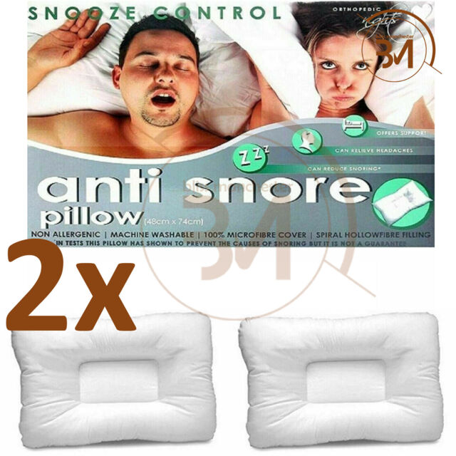 2x Anti Snore Snooze Control Orthopedic Hollowfibre Pillow Head