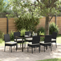 Garden Dining Set 7 Pcs Black Poly Rattan Vidaxl