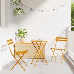 3 Piece Folding Bistro Set Steel Garden Patio Table & Chairs Outdoor
