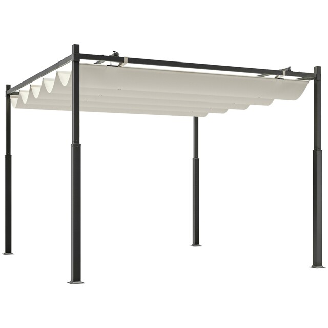 Outsunny 3 X 3(m) Pergola With Retractable Roof, 80mm Metal Column,