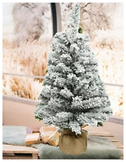 45cm Small Snowy Table Christmas Natural Jute Bag Artificial Tree