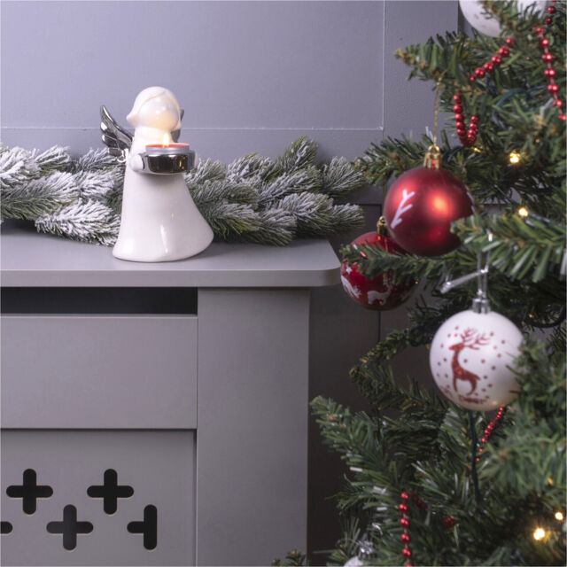 Christmas Decoration Ornament Ceramic Winged Angel Fairy Tealight