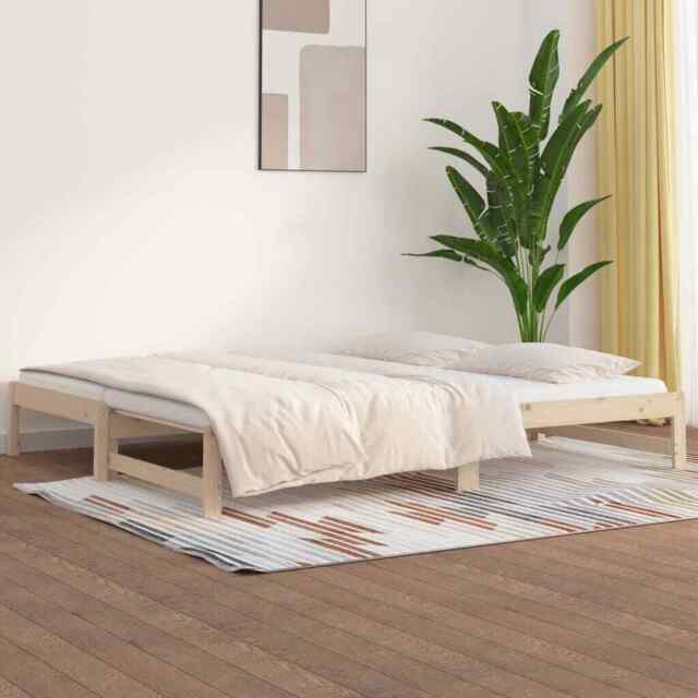 Pull-out Day Bed 2x(90x190) Cm Solid Wood Pine Vidaxl