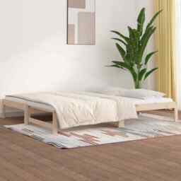 Pull-out Day Bed 2x(90x190) Cm Solid Wood Pine Vidaxl