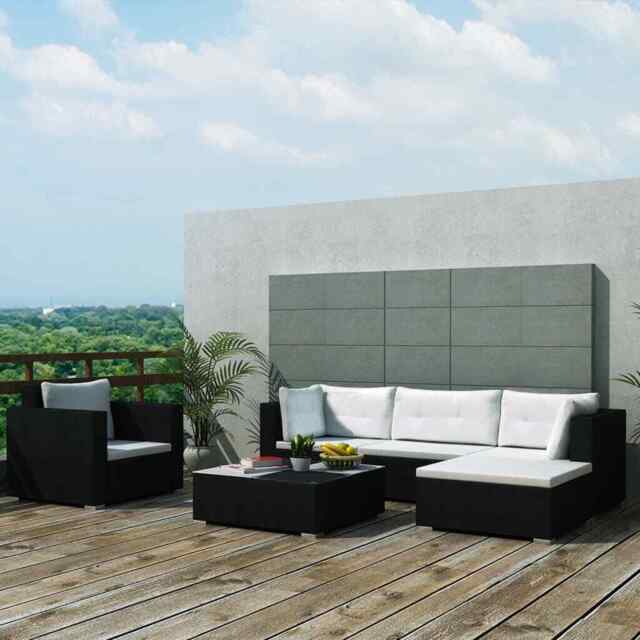 6 Piece Garden Lounge Set With Cushions Poly Rattan Black Vidaxl