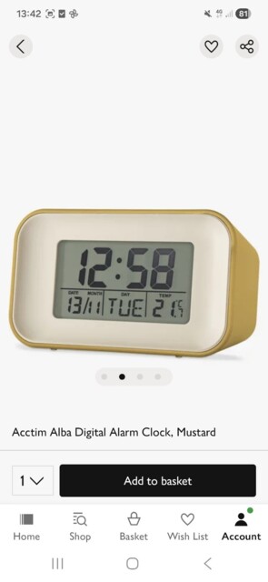 Acctim Alta Retro Digital Alarm Clock Crescendo Alarm Date &