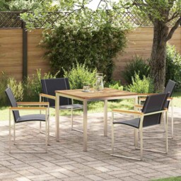 Garden Dining Set 9 Pcs Brown