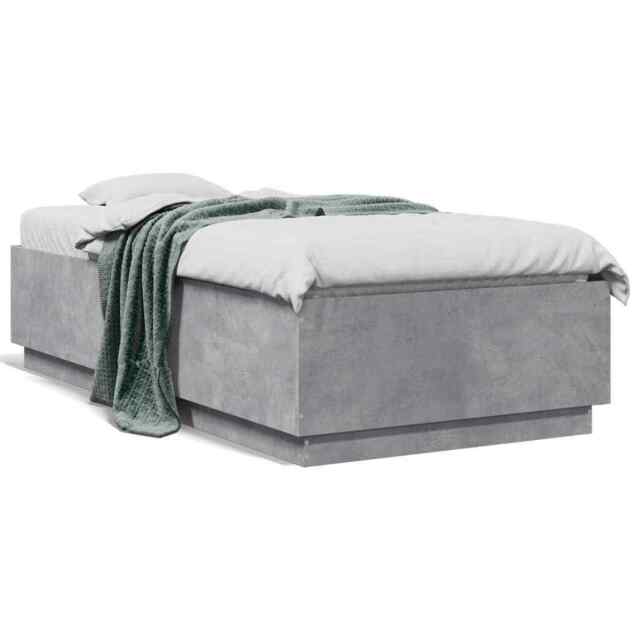 Bed Frame Concrete Grey 75x190 Cm Small Single Engineered Wood Vidaxl