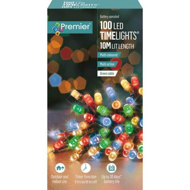 Premier 100 Led Battery Operated Multi-action Christmas Tree Lights