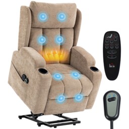 Homcom Power Recliner Chair W/ Massage And Heat, Electric Lift Chair,