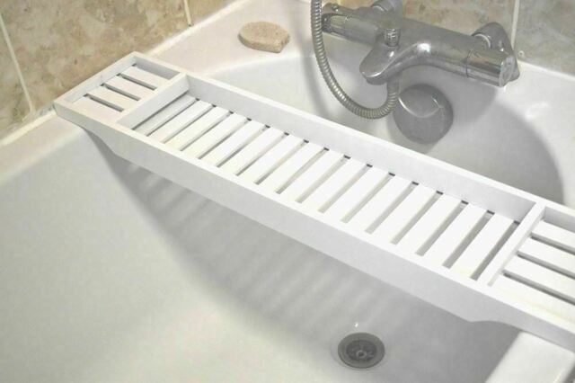 Bamboo Bathtub Rack White Wooden Over Bathtub Tray Storage Shelf Caddy