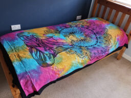 Peaceful Buddha Indian Tie-dye Cotton Single Bedspread - Wall Picture