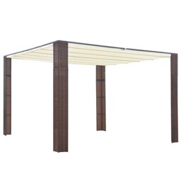 Gazebo With Roof Poly Rattan Marquee 300x300cm/400x400cm Brown/grey
