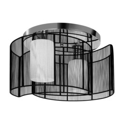 Chandelier, ?40x25h Cm, Chrome/fabric-black