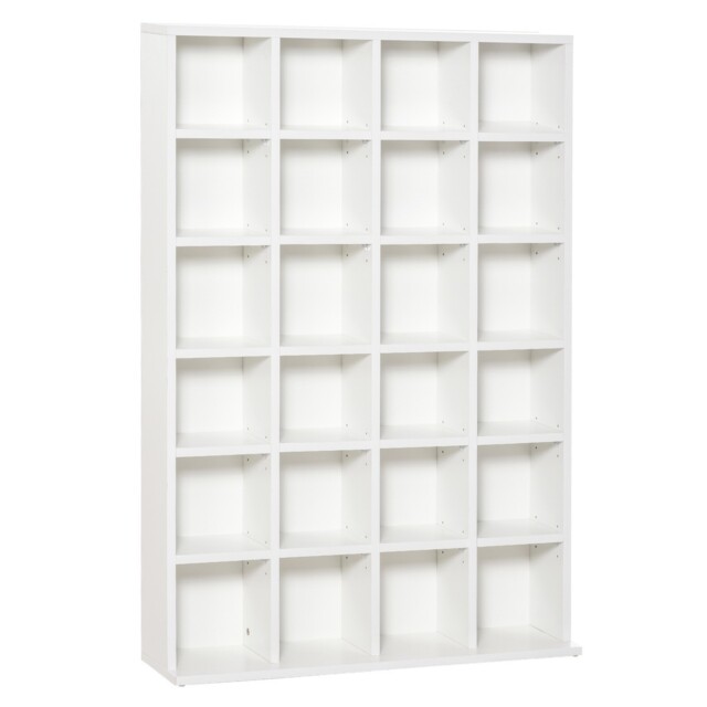 White Cd Dvd Media Storage Large Shelving Wooden Display Collectables