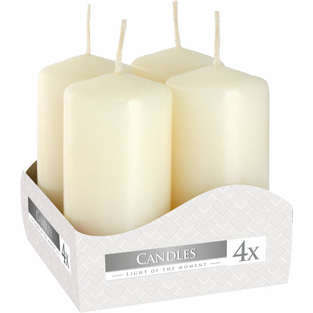 Decorative Red Or Ivory Pillar Candles Set Of 4, Home Or Gift Dining
