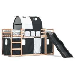 Bunk Bed With Slide And Curtains White And Black 80x200 Cm Vidaxl