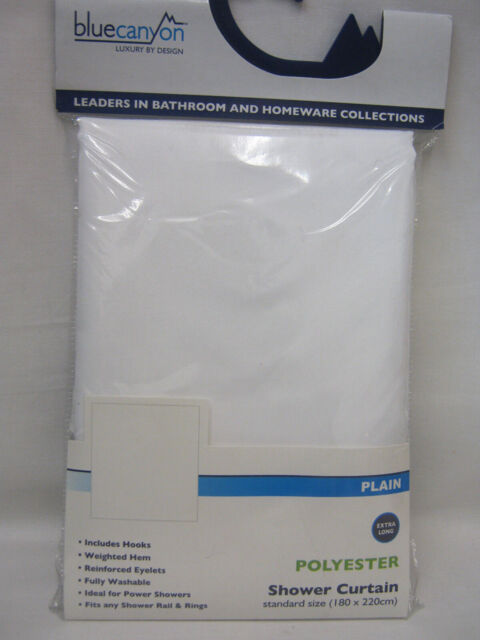 Blue Canyon Bath Shower Textile Curtain White Long Drop 180cm 220cm
