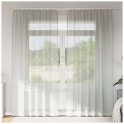 Voile Curtains 140x245 Cm Light Grey 100% Polyester Eyelet 2pcs Sheer