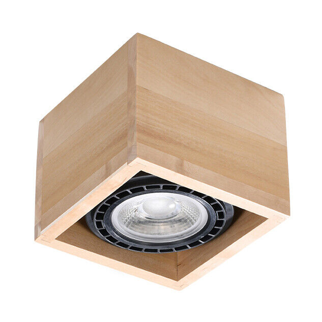 Modern Ceiling Lamp Quatro 1 Natural Wood Gu10 Led Sollux Lighting