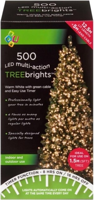 Premier Treebrights Led Multifunction Lights, Warm White With Green