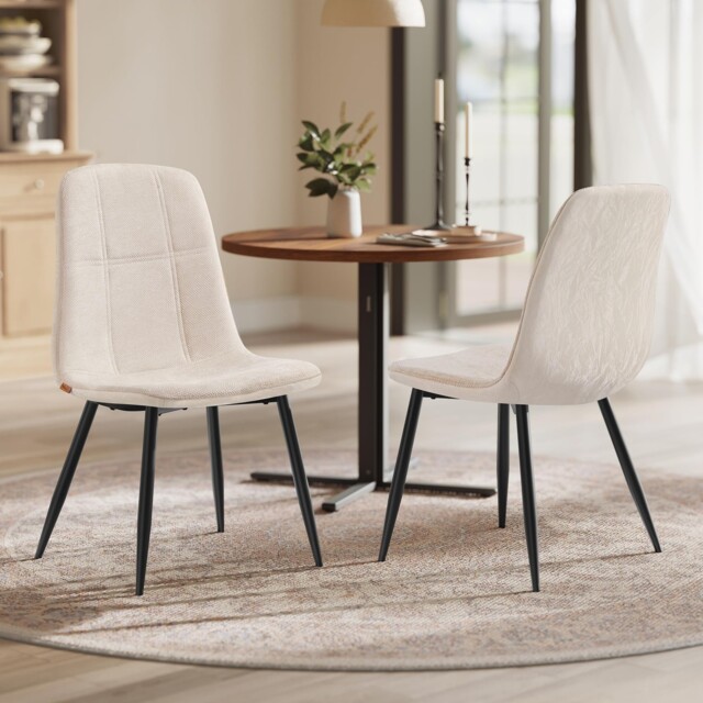 Dining Chairs Set Of 2 Kitchen Chairs Metal Frame Adjustable Feet Easy