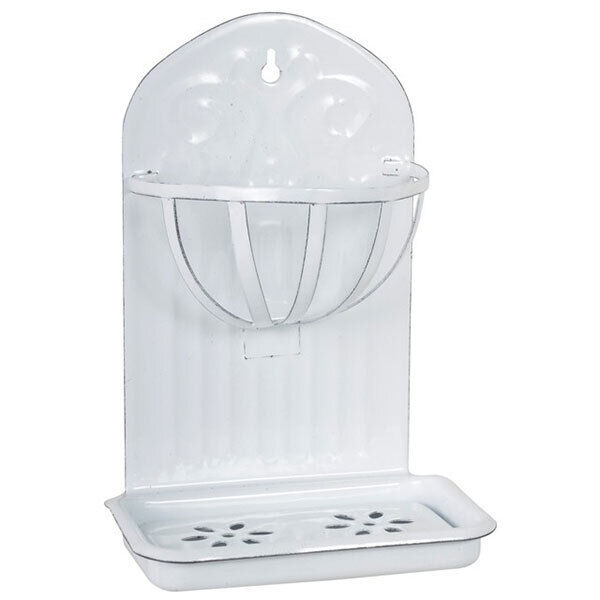 White Enamel Wall Hanging Soap Dish With Basket By Ib Laursen