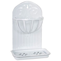 White Enamel Wall Hanging Soap Dish With Basket By Ib Laursen