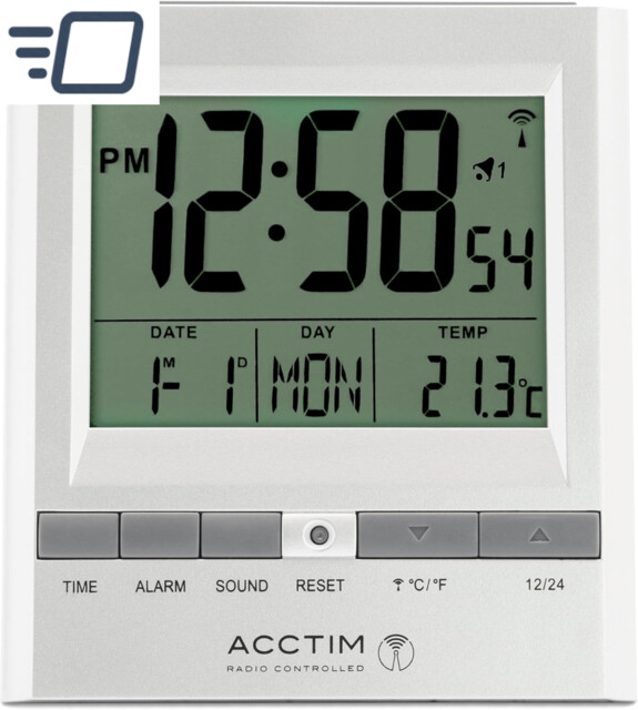 71717x Chula Rc Digital Lcd Alarm Clock In Silver