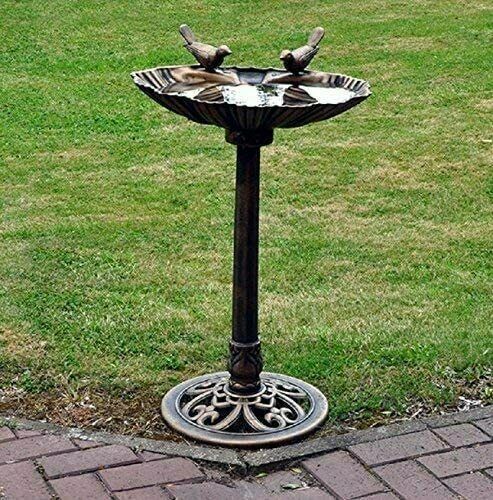 Gardenkraft Plastic Bronze Metal Effect Garden Clam Shell Bird Bath