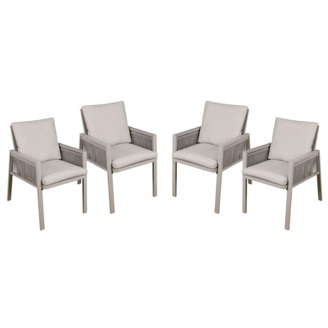 Garden Dining Chairs & Cushions, Set Of 4, Fusion - Light Grey