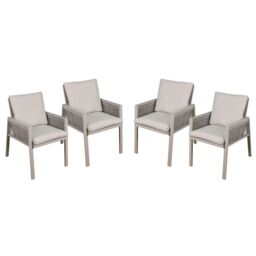 Garden Dining Chairs & Cushions, Set Of 4, Fusion - Light Grey