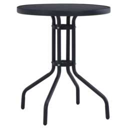 Garden Table Black 80 Cm Steel And Glass Vidaxl