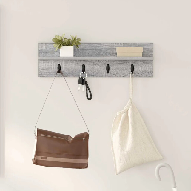 Wall-mounted Coat Rack With Shelf Grey Sonoma 60 X 10.5 X 18 Cm Vidaxl
