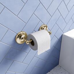 Croydex Flexi-fix Gold Spindle Toilet Roll Holder 75x240x75mm -