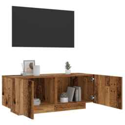 Tv Cabinet With Led Lights Old Wood 100x35x40 Cm Engineered Wood