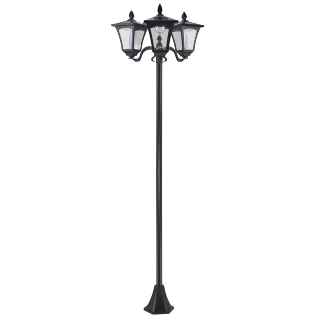 Solar Lamp Post Black Stainless Steel & Plastic 182.5cm 3-light Ip44
