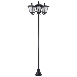 Solar Lamp Post Black Stainless Steel & Plastic 182.5cm 3-light Ip44