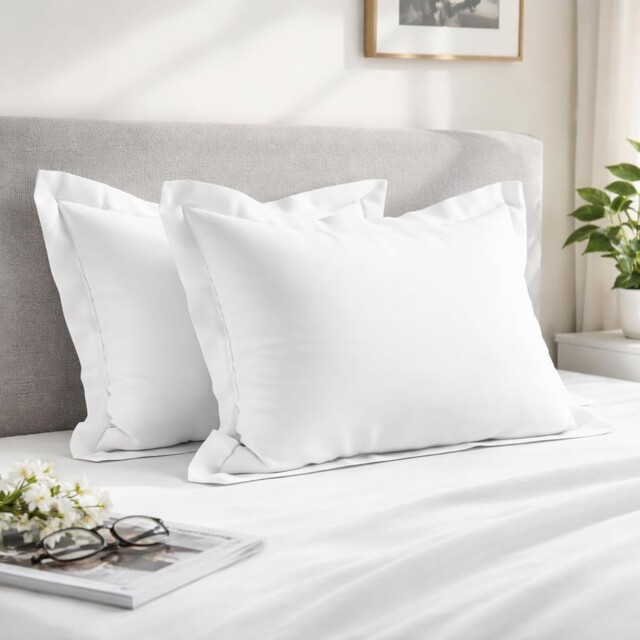 100% Cotton King Pillow Cases 2 Pack White 50x90cm 400 Thread Count