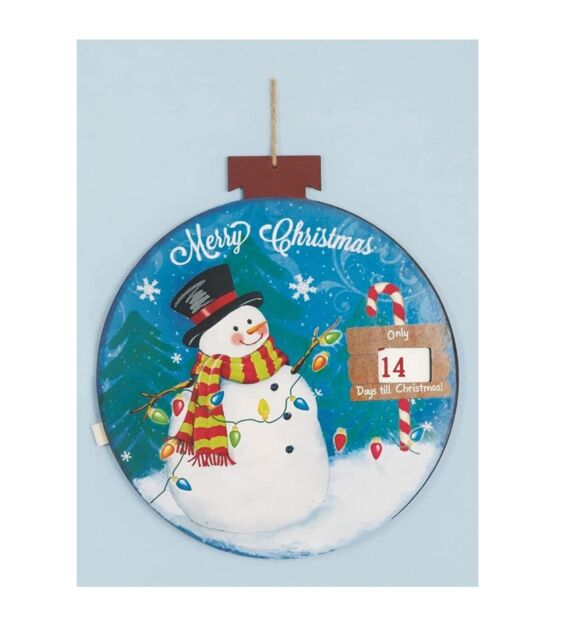Countdown To Christmas Advent Bauble Plaque Premier 32cm Wooden