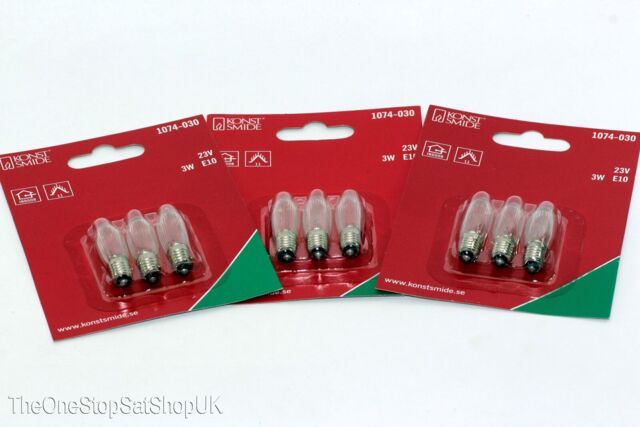 9 Pack Of 1074-030 Konstsmide 23v 3w E10 Spare Welcome Candle Bridge