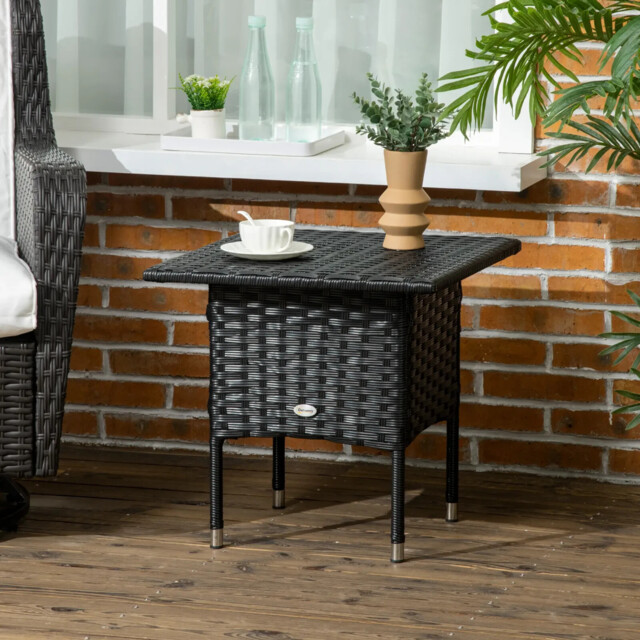 Garden Coffee Side Table Outdoor Rattan Woven Tabletop Unit Wicker