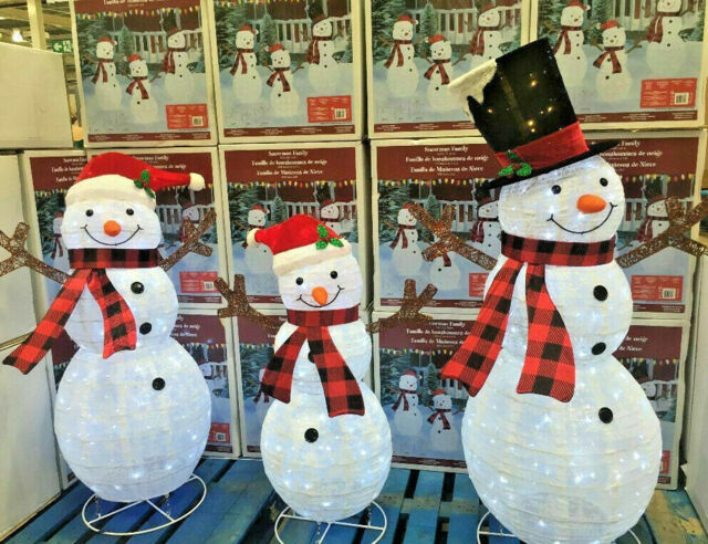 Christmas Snowman Family Set Of 3 With 520 Led Lights Indoor Outdoor