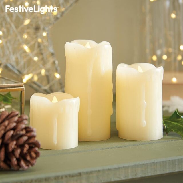 Flameless Led Candles Real Wax Flameless Flickering Pillar Indoor Set