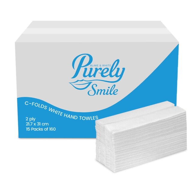 Blake & White C Fold 2 Ply White Paper Towels Ps1022 - Purely Smile