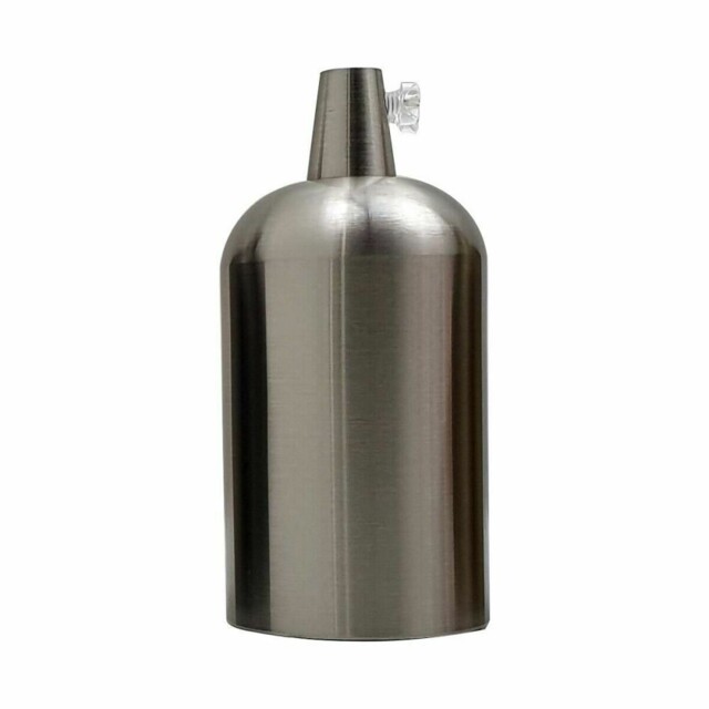 Lamp Holder Satin Nickel 15cm Metal E27 Retro Vintage Exposed Bulb