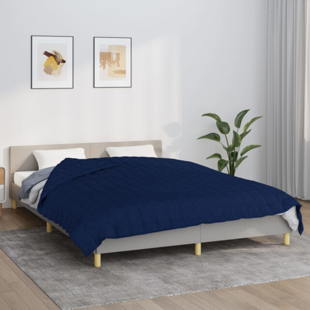 Weighted Blanket Blue 220x230cm Cotton 15kg Glass Bead Sleep Aid