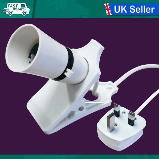 Clip-on Switched Lamp Holder B22 Large Bayonet 60w 1.8m Lead Portable