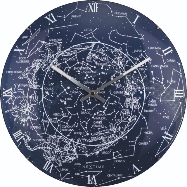 Nextime - Wall Clock – Ø 35 Cm - Dome Glass - Glow-in-the-dark- 'milky